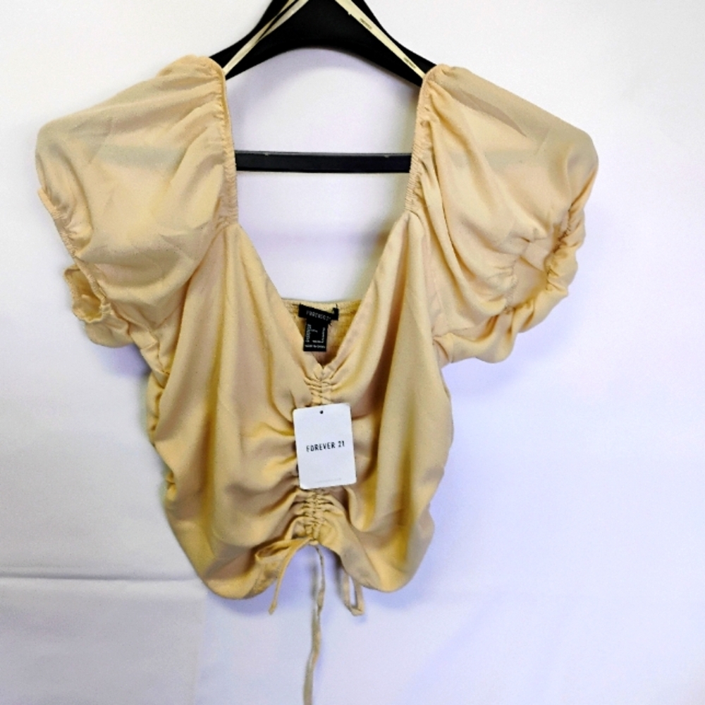 Forever 21 Light Tan Ruched Blouse